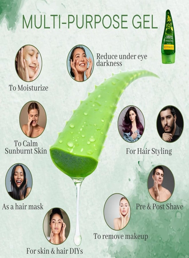 Aromaplus Aloevera & Neem Gel | Nourishes & Hydrates, prevents oily effect, skin radiance, all- purpose care| 120gX2=240g - Image 2