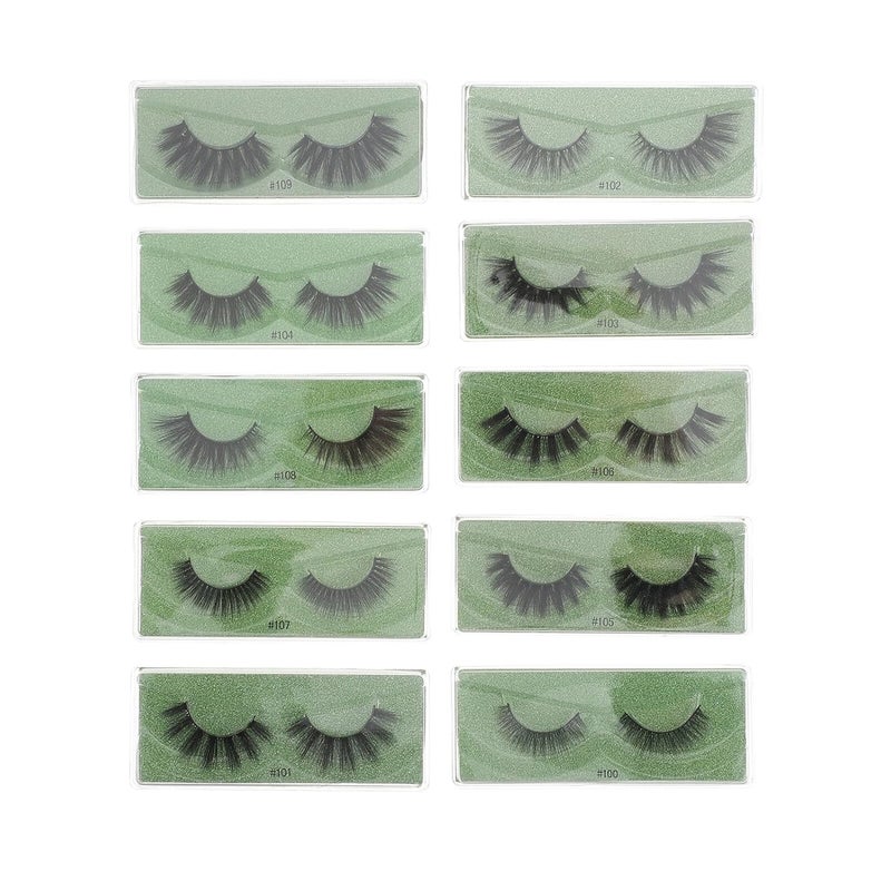 10 Pairs Mixed Style False Eyelashes Thick Curl Natural Look Faux Lashes Makeup for Women with Colorful Base Cards Style - Image 1