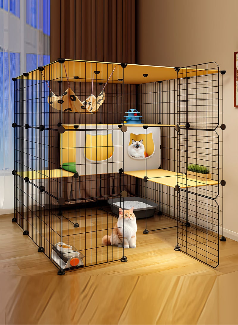 Kidle قفص قطط كبير جداً مساحة حرة قفص قطط كبير جداً منزل قطط متكامل منزل داخلي عش قطط فاخر فيلا متعددة القطط - Image 1