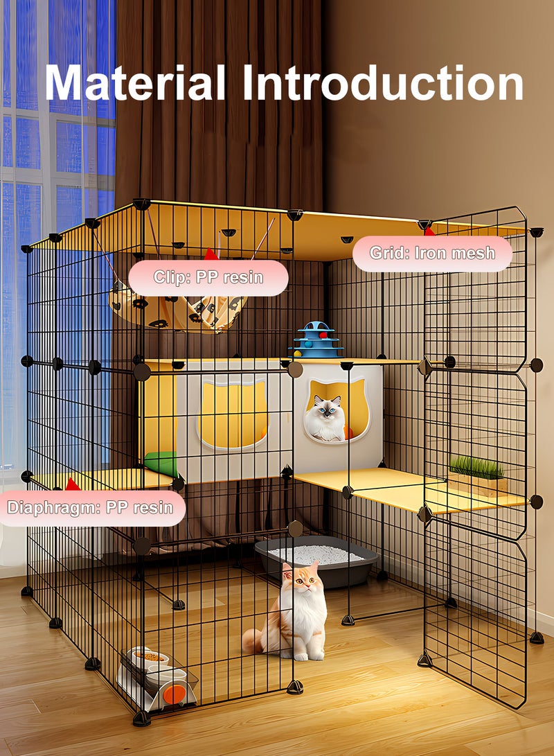 Kidle قفص قطط كبير جداً مساحة حرة قفص قطط كبير جداً منزل قطط متكامل منزل داخلي عش قطط فاخر فيلا متعددة القطط - Image 4