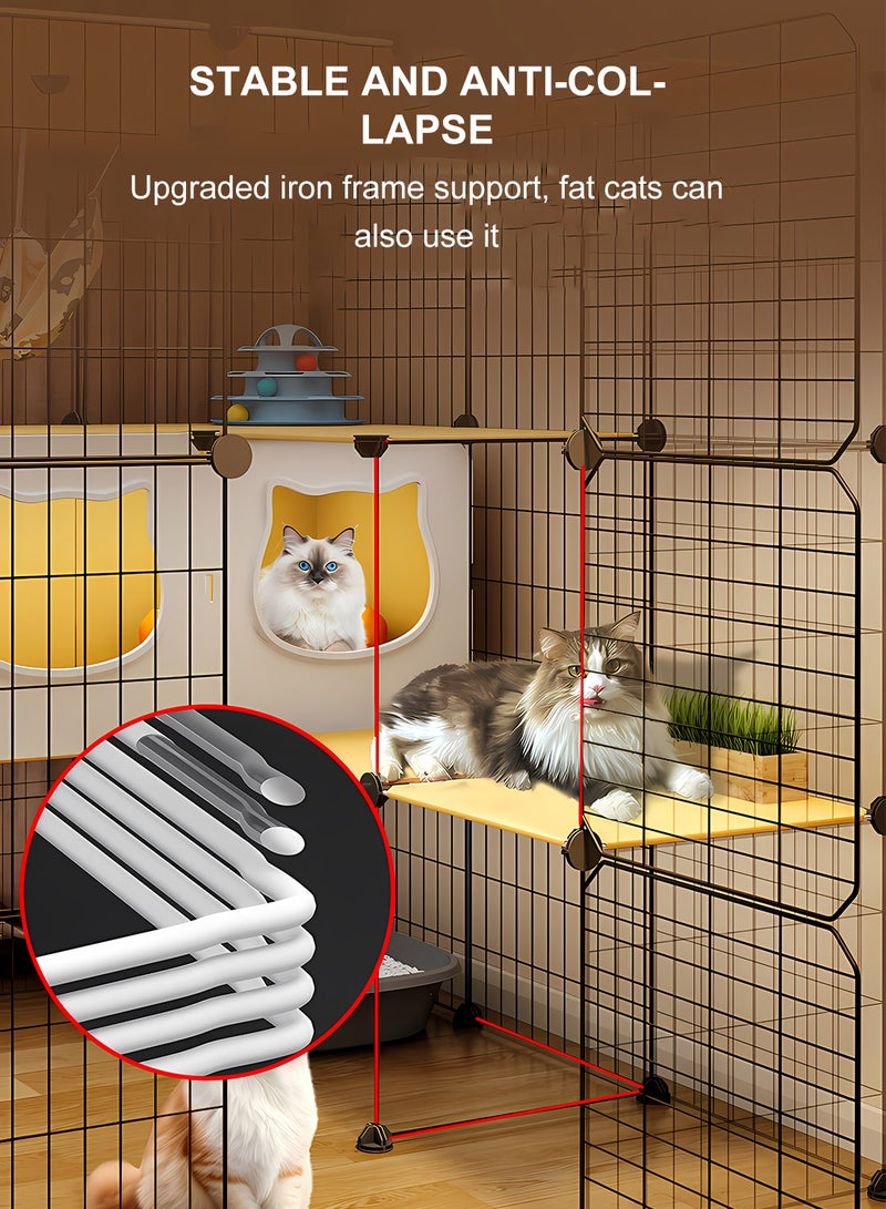 Kidle قفص قطط كبير جداً مساحة حرة قفص قطط كبير جداً منزل قطط متكامل منزل داخلي عش قطط فاخر فيلا متعددة القطط - Image 5