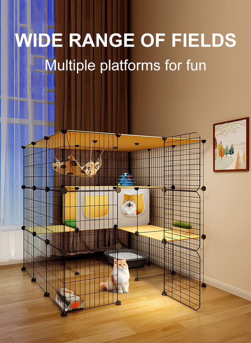 Kidle قفص قطط كبير جداً مساحة حرة قفص قطط كبير جداً منزل قطط متكامل منزل داخلي عش قطط فاخر فيلا متعددة القطط - Image 3