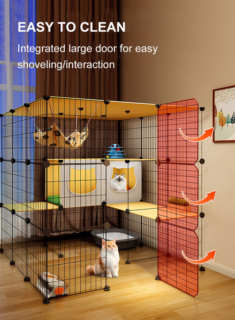 Kidle قفص قطط كبير جداً مساحة حرة قفص قطط كبير جداً منزل قطط متكامل منزل داخلي عش قطط فاخر فيلا متعددة القطط - Image 2