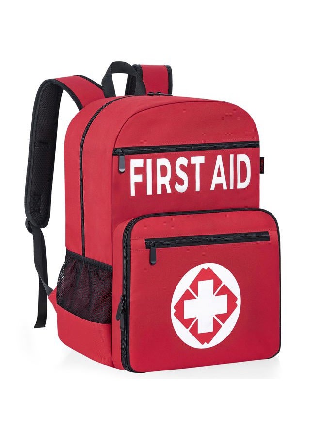 IBVIVIC First Aid Backpack Bag, Empty Emergency Medical Bag with Multi-Pockets for Outdoor Travel Camping, Bag Only (Red) - Image 1