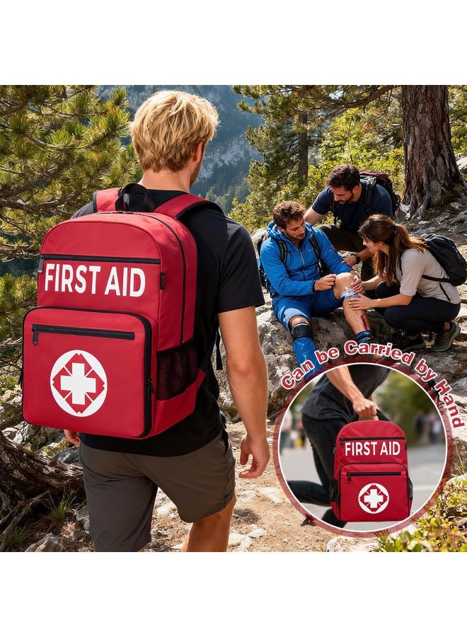 IBVIVIC First Aid Backpack Bag, Empty Emergency Medical Bag with Multi-Pockets for Outdoor Travel Camping, Bag Only (Red) - Image 5