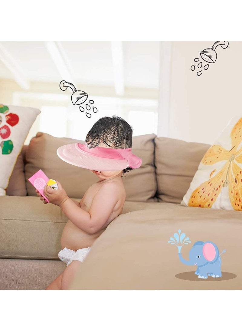 Excefore Baby Shower Cap, Baby Bath Visor Adjustable Hair Washing Aids for Kids Adult Shampoo Shield Pink for Girls Toddler Shower Hat Silicone Large Waterproof - Image 3