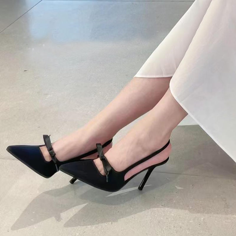 Women's Bow Pointed Toe Stiletto Heeled Sandals - Image 4