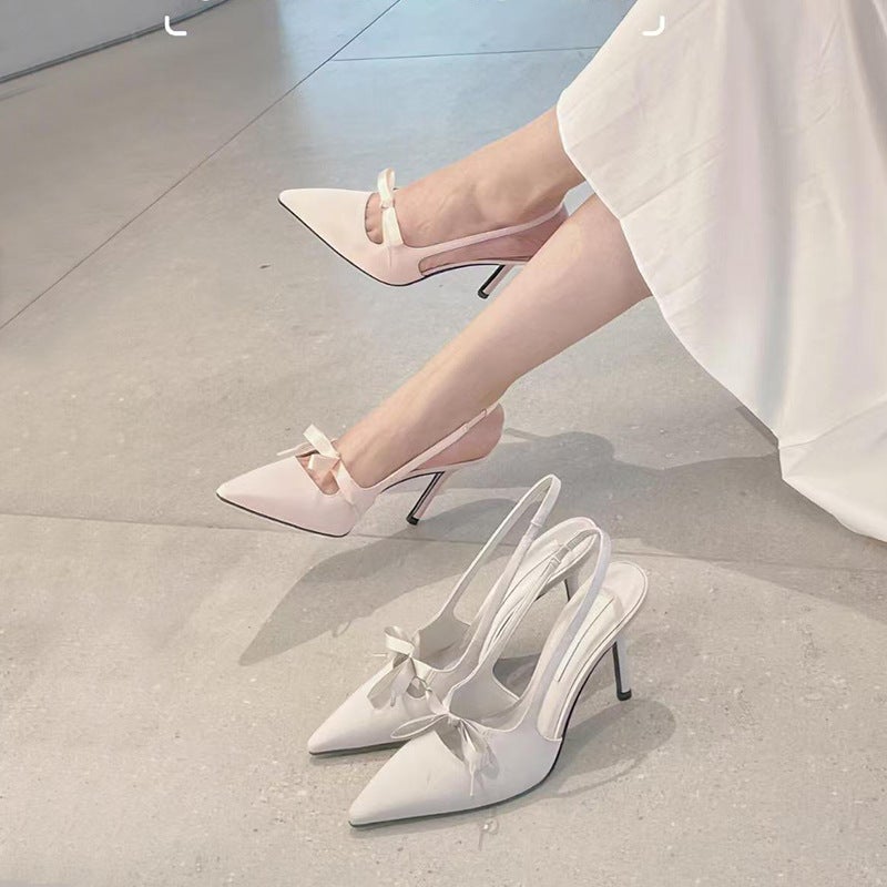 Women's Bow Pointed Toe Stiletto Heeled Sandals - Image 1