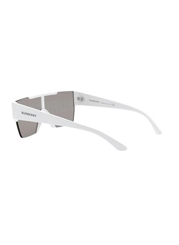 Burberry BE 4291 3007/H White Plastic Rectangle Sunglasses Silver Burberry Logo Lens - Image 5