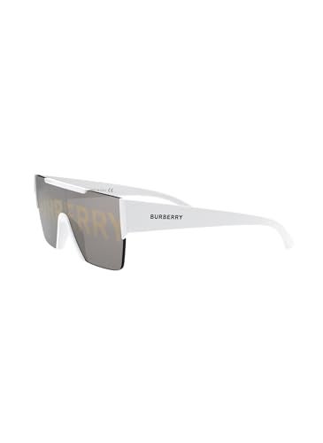 Burberry BE 4291 3007/H White Plastic Rectangle Sunglasses Silver Burberry Logo Lens - Image 3