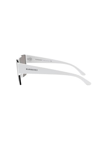 Burberry BE 4291 3007/H White Plastic Rectangle Sunglasses Silver Burberry Logo Lens - Image 4