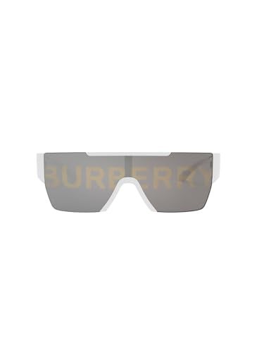 Burberry BE 4291 3007/H White Plastic Rectangle Sunglasses Silver Burberry Logo Lens - Image 1