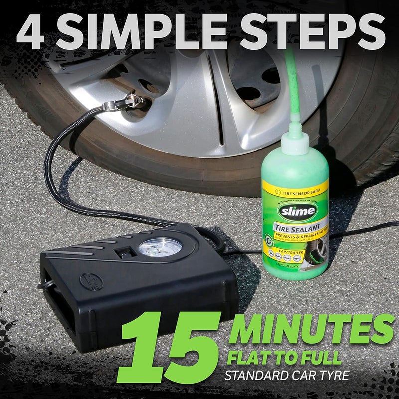 Slime CRK0305 - IN Flat Tyre Puncture Repair, Smart, Emergency Kit for Car Tyres, Includes Sealant and Inflator Pump, Suitable for Cars and Other Highway Vehicles, 15 Min Fix - Image 3