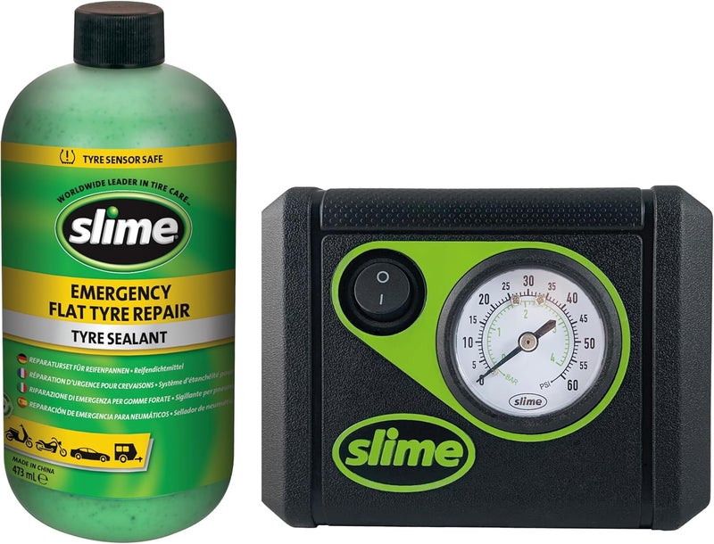 Slime CRK0305 - IN Flat Tyre Puncture Repair, Smart, Emergency Kit for Car Tyres, Includes Sealant and Inflator Pump, Suitable for Cars and Other Highway Vehicles, 15 Min Fix - Image 2