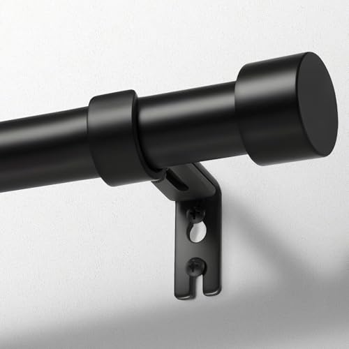 Zeerobee Curtain Rods for Windows 32 to 240, Black Curtain Rod, Adjustable 1 Inch Heavy Duty Outdoor/Indoor Modern Drapery Pole, 32"-240" - Image 1