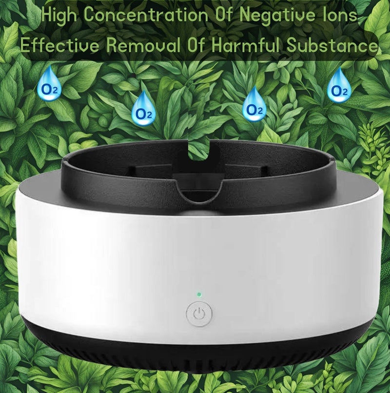 Shake Square Self Extinguishing Ashtray For Indoors , Multifunctional Air Purifier Ashtray Smart Function , Eco Friendly with Filter Best for Family car office. White | Gray (White) - Image 2