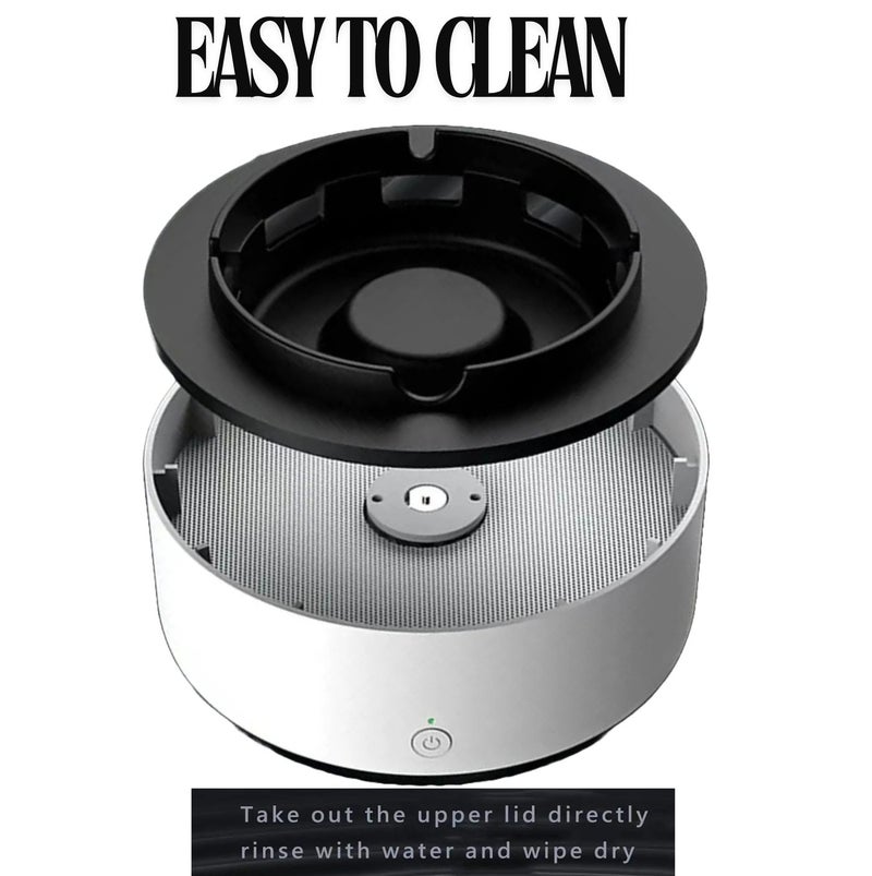Shake Square Self Extinguishing Ashtray For Indoors , Multifunctional Air Purifier Ashtray Smart Function , Eco Friendly with Filter Best for Family car office. White | Gray (White) - Image 3