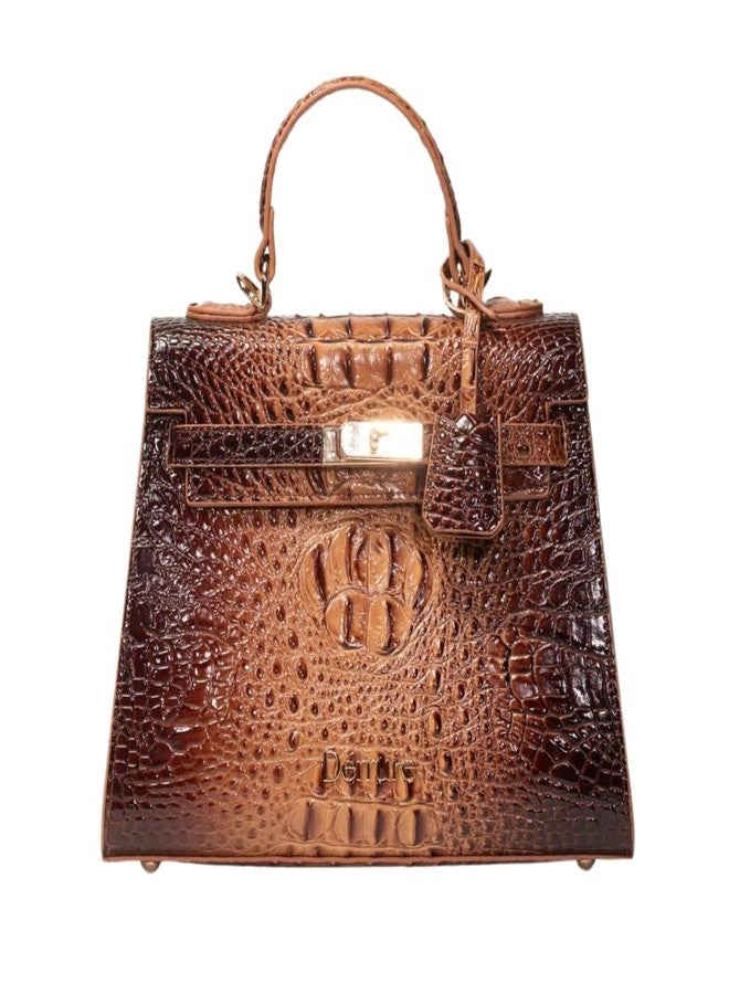 DEMURE Textured Top Handle Handbag for Women | Stylish Designer Purse with Elegant Finish | Spacious & Trendy Shoulder Bag (Brown) - Image 1