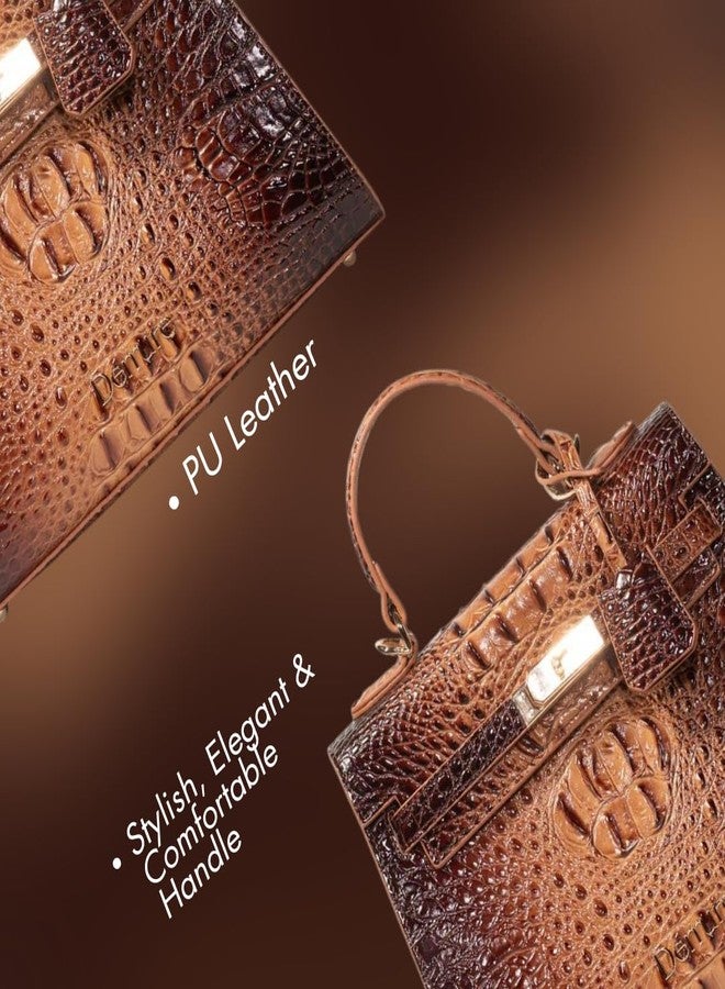 DEMURE Textured Top Handle Handbag for Women | Stylish Designer Purse with Elegant Finish | Spacious & Trendy Shoulder Bag (Brown) - Image 3