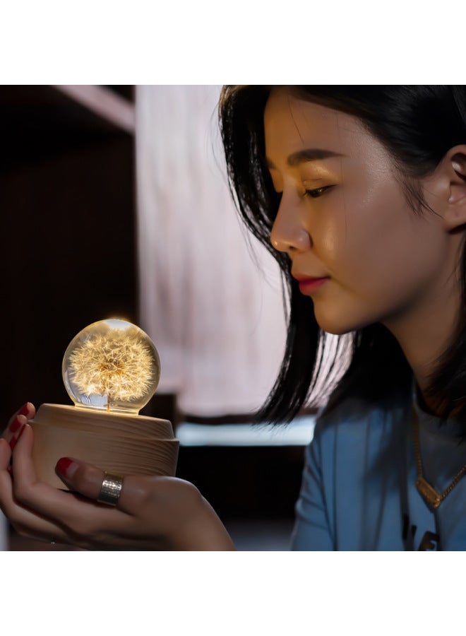 Gift For Girls Dandelion Crystal Ball Music Box Wooden Music Box Eternal Flower Music Box Birthday Z1-Color:Medium Dandelion Warm Light Plug-in-Dimensions:The Dream Wedding - Image 5