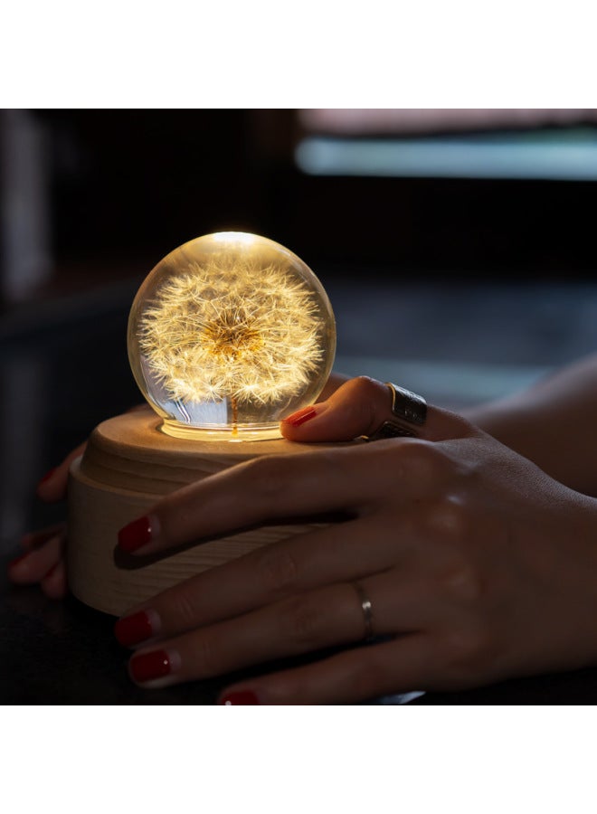 Gift For Girls Dandelion Crystal Ball Music Box Wooden Music Box Eternal Flower Music Box Birthday Z1-Color:Medium Dandelion Warm Light Plug-in-Dimensions:The Dream Wedding - Image 3