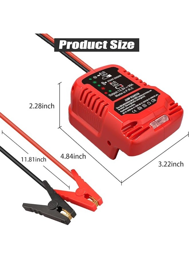 Milwaukee M18 18V Battery Car Jump Starter Adapter, Jumping Starter for 12V Car Up to 3.5L Gas or 3.5L Diesel Engine, with 11AWG Cable and Clamp Kit (Battery Not Included) - Image 3