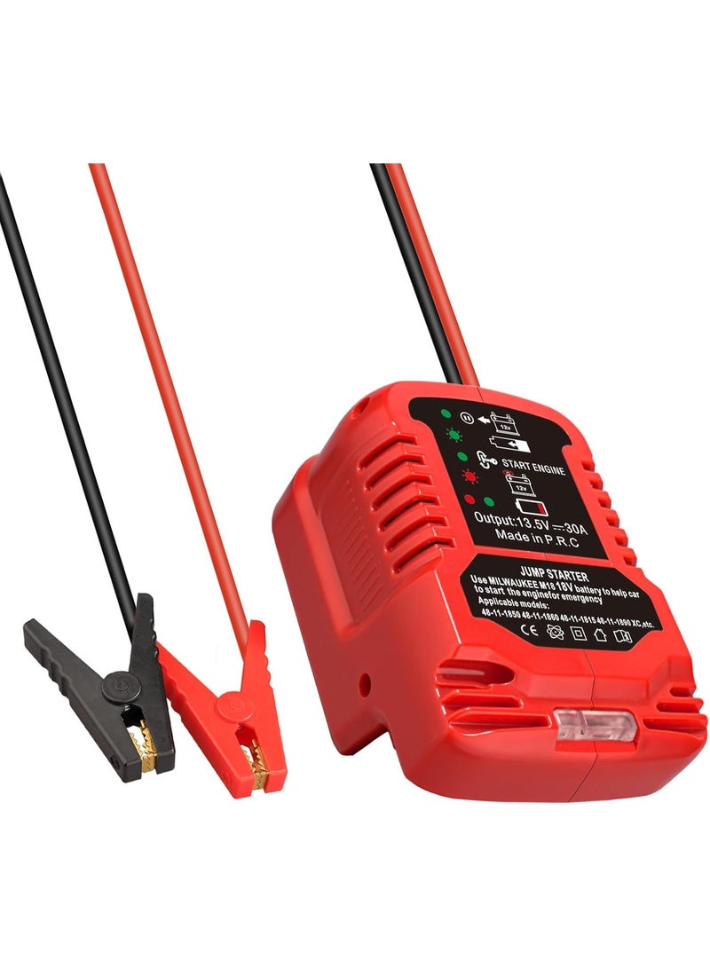Milwaukee M18 18V Battery Car Jump Starter Adapter, Jumping Starter for 12V Car Up to 3.5L Gas or 3.5L Diesel Engine, with 11AWG Cable and Clamp Kit (Battery Not Included) - Image 4