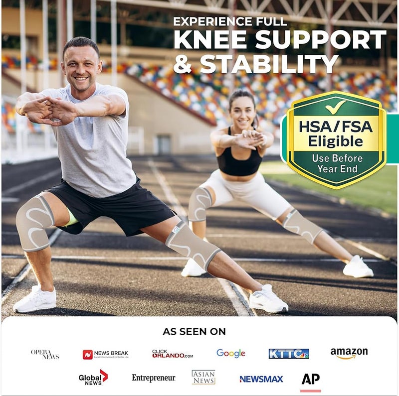 Modvel 2 Pack Knee Brace for Women & Men - Workout Knees Compression Sleeve for Knee Pain Relief Joint Support for ACL, Arthritis, Meniscus Tear Knees Brace for Sports, Rodilleras para Gym Fitness - Image 3