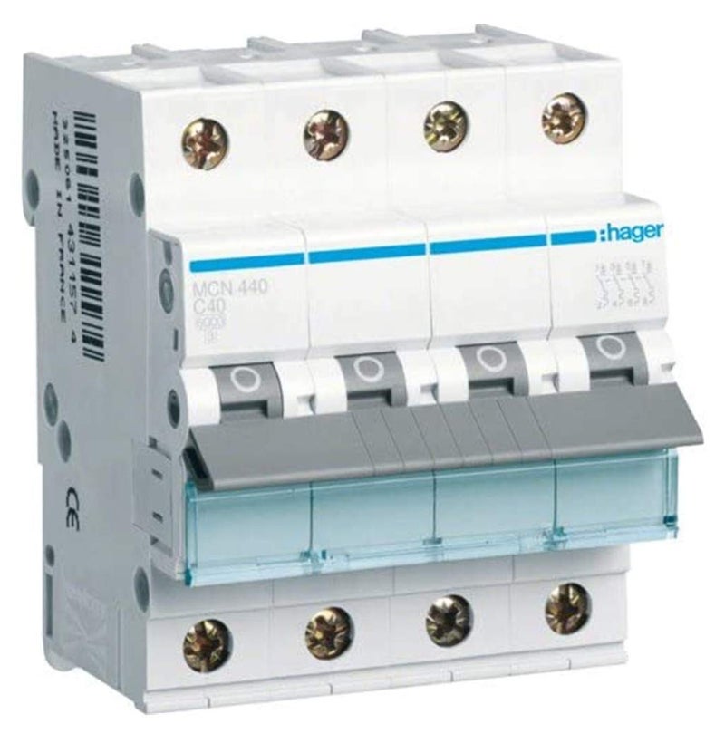 Hager Miniature Circuit Breaker 40A 4P MCB MCN440-Made in EU