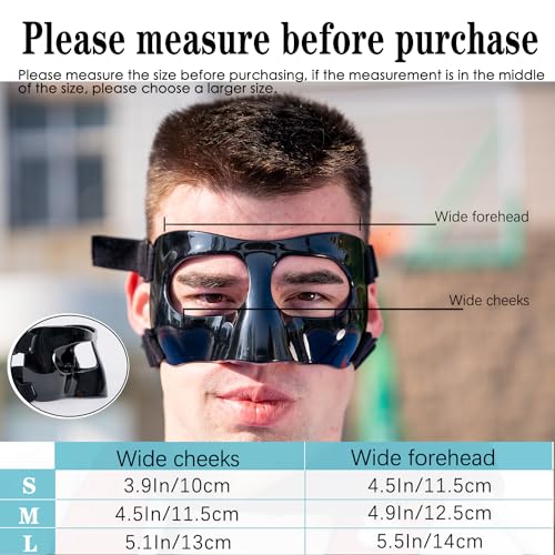 KEDAO Nose Guard for Broken Nose Sports Shield Mask, Adjustable Face Guard With Foam Padding for Softball Basketball - Men Women Black M - Image 2