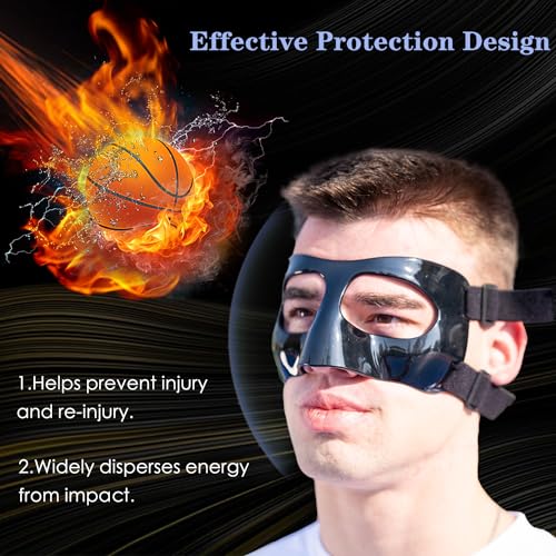 KEDAO Nose Guard for Broken Nose Sports Shield Mask, Adjustable Face Guard With Foam Padding for Softball Basketball - Men Women Black M - Image 5