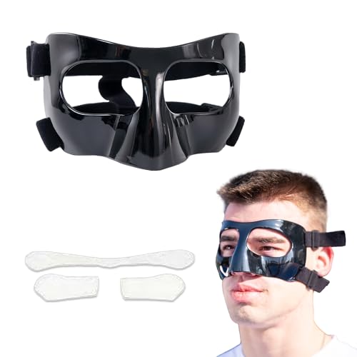 KEDAO Nose Guard for Broken Nose Sports Shield Mask, Adjustable Face Guard With Foam Padding for Softball Basketball - Men Women Black M - Image 1