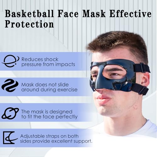 KEDAO Nose Guard for Broken Nose Sports Shield Mask, Adjustable Face Guard With Foam Padding for Softball Basketball - Men Women Black M - Image 3