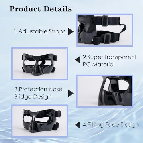KEDAO Nose Guard for Broken Nose Sports Shield Mask, Adjustable Face Guard With Foam Padding for Softball Basketball - Men Women Black M - Image 4