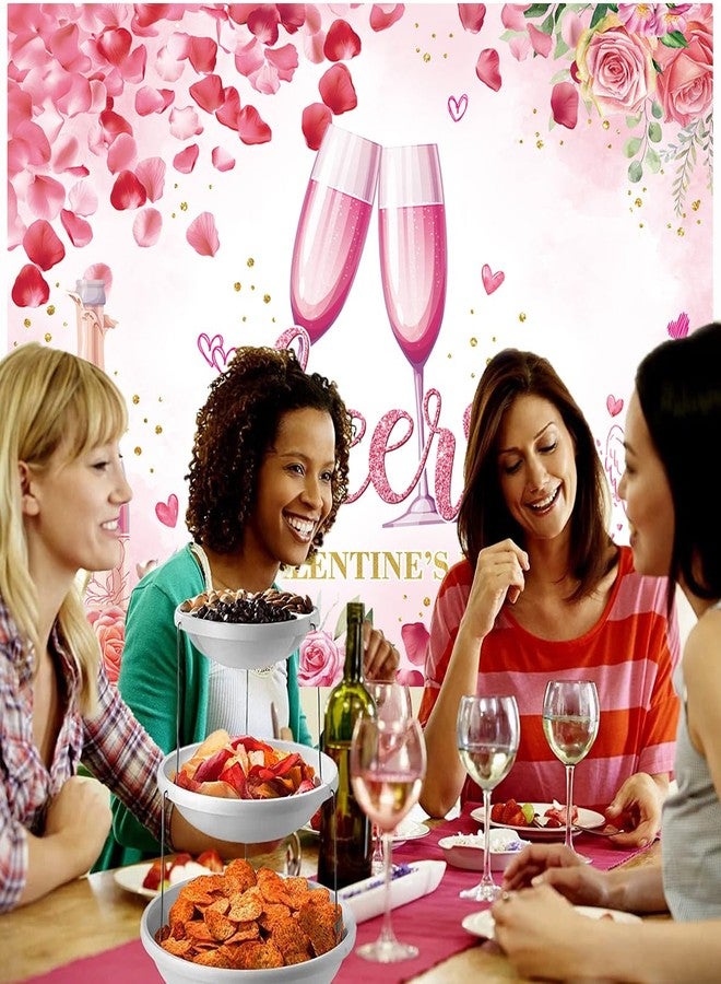 دبليو ال ان جي ار جيه خلفية عيد الحب السعيد، لافتة عيد الحب الوردية، زينة لحفلات أعياد ميلاد الفتيات وعيد الحب والذكرى السنوية (7 × 5 قدم (210 × 150 سم)) - Image 4