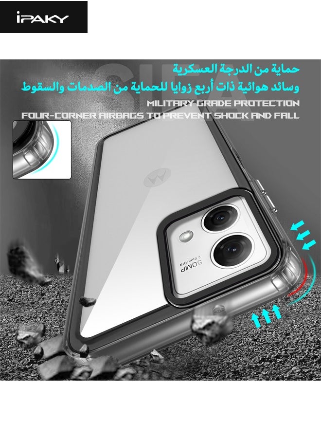 IPAKY Motorola Moto G84 Case, Clear Acrylic Hard Back Panel + Black TPU Soft Frame Case Cover, [Anti Drop][Anti Slip][Shockproof][Non-Stick Fingerprint] Protective Case for Moto G84 5G, Clear/Black  - Image 3