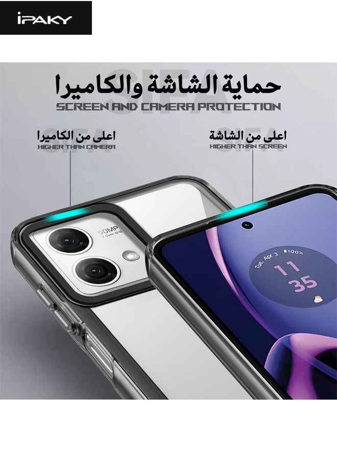 IPAKY Motorola Moto G84 Case, Clear Acrylic Hard Back Panel + Black TPU Soft Frame Case Cover, [Anti Drop][Anti Slip][Shockproof][Non-Stick Fingerprint] Protective Case for Moto G84 5G, Clear/Black  - Image 2