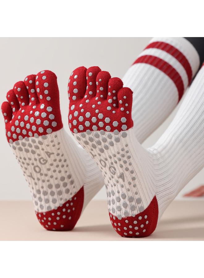 كوينج 长筒五指瑜伽袜分趾专业防滑普拉提压力小腿袜女春秋运动专用棉袜 - Image 2