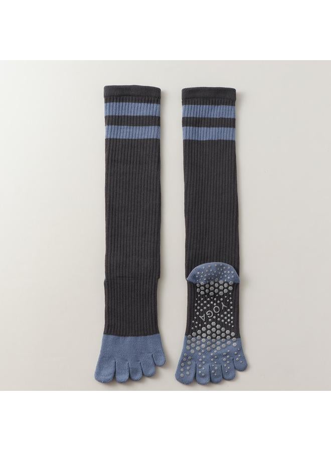 كوينج 长筒五指瑜伽袜分趾专业防滑普拉提压力小腿袜女春秋运动专用棉袜 - Image 1