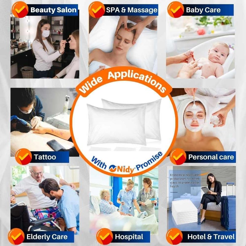 STORE77 Nidy 20Pcs Disposable Pillow Case NonWoven Pillow Covers for Medical Travel Hotel Bedroom Home Bedding Portable Supplies SingleUse Pillowcases with Flap Design White Color Size 40x60CM - Image 5