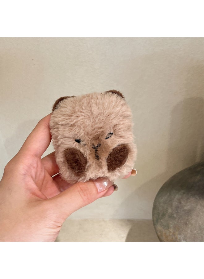 Cartoon Plush Capybara For Airpods Pro2 لـ AppleBluetooth Wireless 1/2/3 جيل سماعة رأس لطيفة للسيدات - اللون: قطيفة Capybara - الموديل: AirPods 1/2 جيل - Image 1