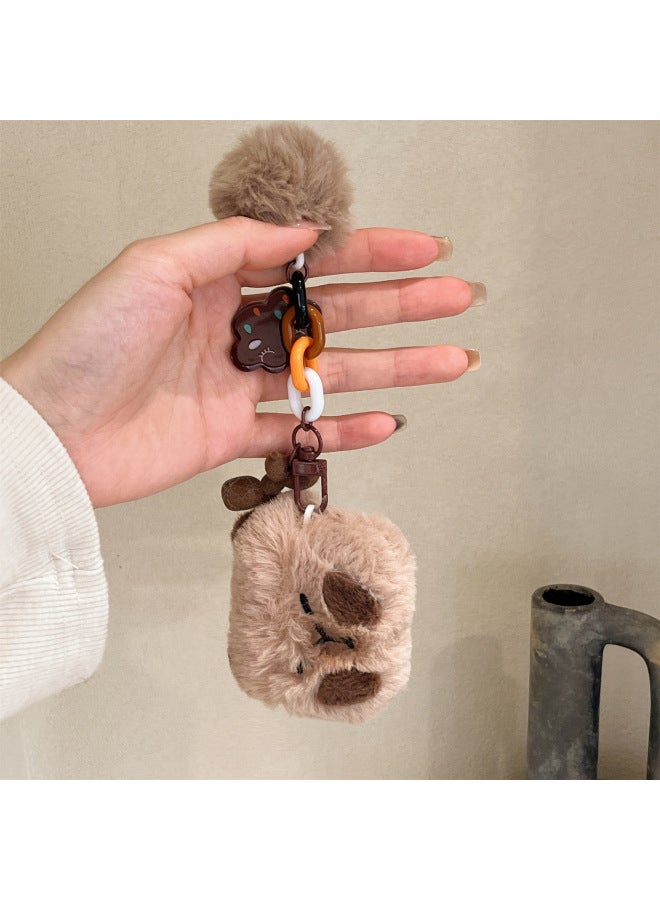 Cartoon Plush Capybara For Airpods Pro2 لـ AppleBluetooth Wireless 1/2/3 جيل سماعة رأس لطيفة للسيدات - اللون: قطيفة Capybara - الموديل: AirPods 1/2 جيل - Image 5