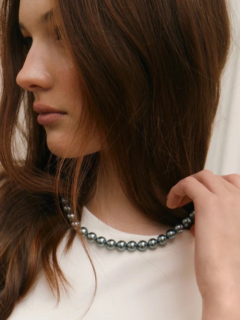 ليتشي عقد من اللؤلؤ مطلي بالفضة