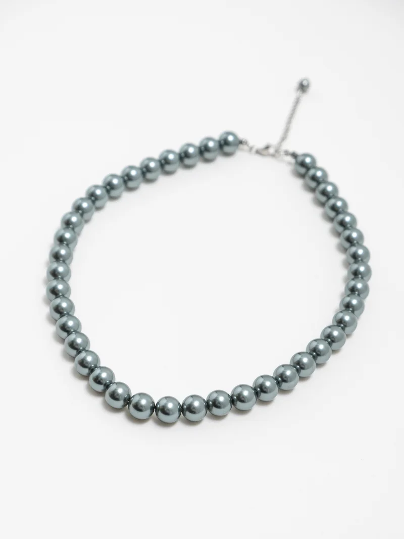 ليتشي عقد من اللؤلؤ مطلي بالفضة