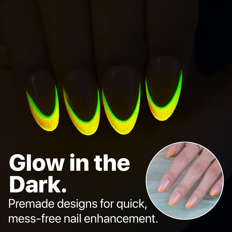 SXC Cosmetics X-Pro Tips French Tip Press On Nails - Bright Pastel Glow in the Dark Series (GLOW114KIT-S Almond) - Image 2