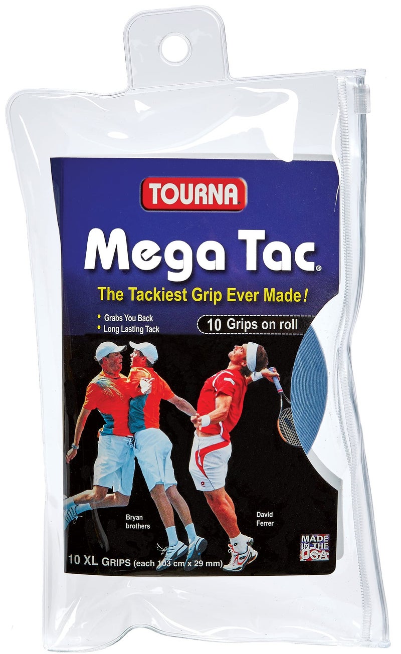 Tourna Mega Tac Extra Tacky Overgrip, Blue, 10 Pack - Image 5