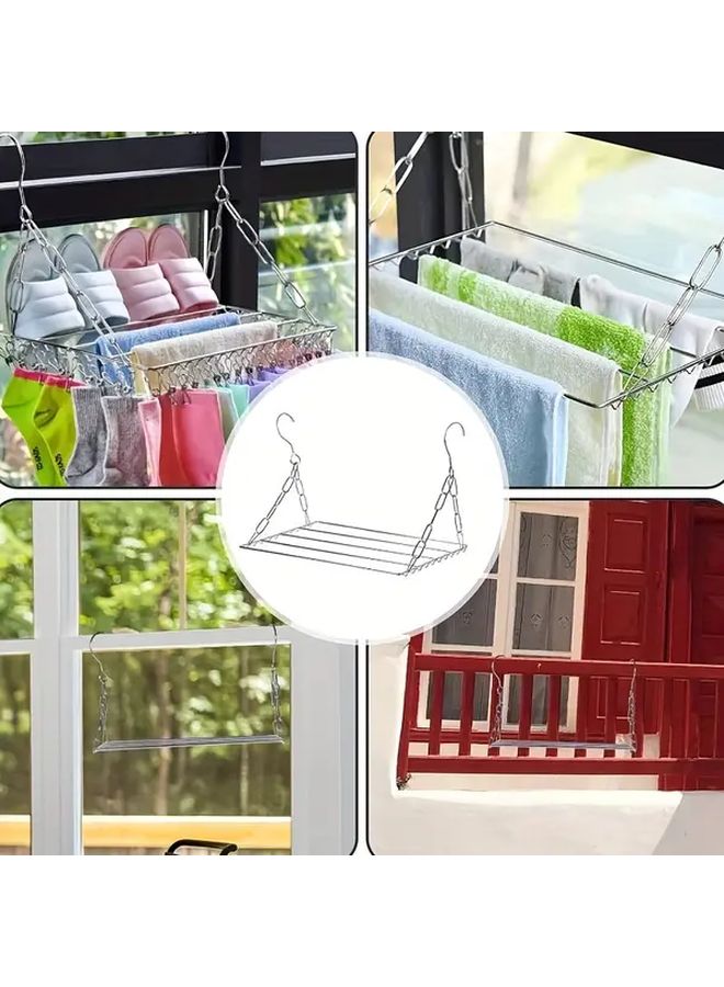 Small Stainless Steel Over The Door Drying Rack Rust Resistant Laundry Organizer - Image 2
