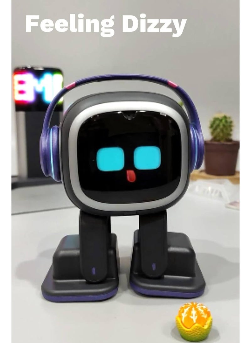 LIVING.AI LivingAIروبوت EMO Go Home الذكي للحيوانات الأليفة المكتبية مع محطة شحن، التعرف على الوجه والصوت، رفيق تفاعلي ذكي - Image 4