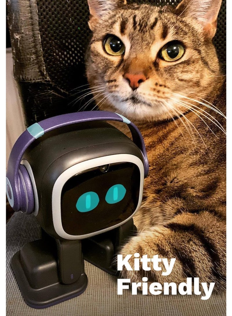 LIVING.AI LivingAIروبوت EMO Go Home الذكي للحيوانات الأليفة المكتبية مع محطة شحن، التعرف على الوجه والصوت، رفيق تفاعلي ذكي - Image 5