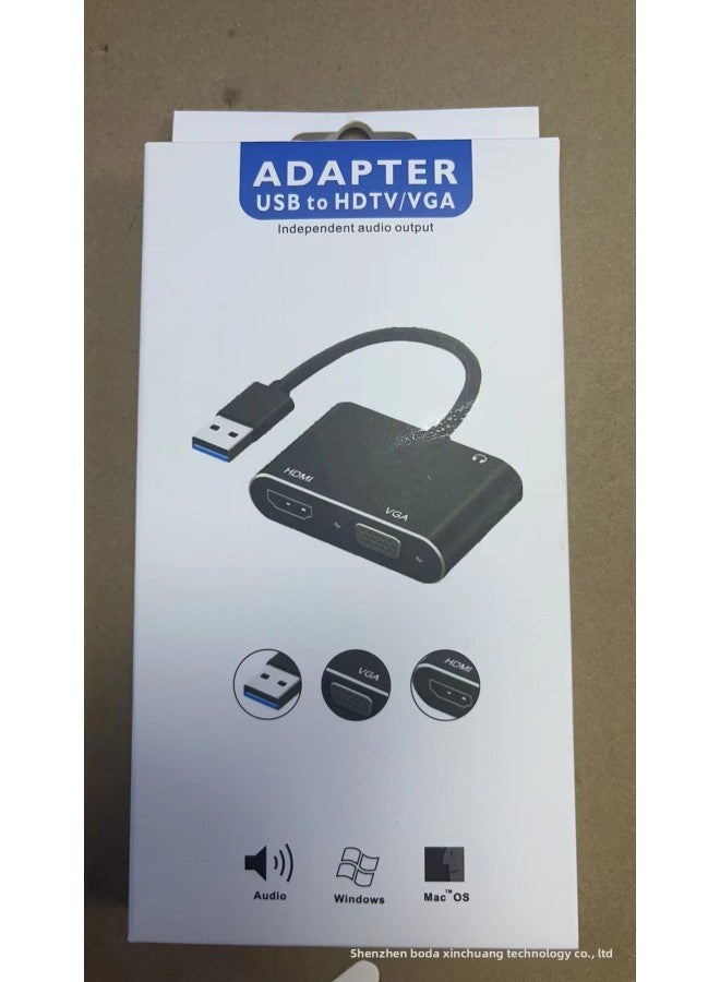 Hot-selling USB HDMI VGA HD Video Converter With Dual-port Output Audio HD-Color:Usb To Hdmi+vga - Image 1